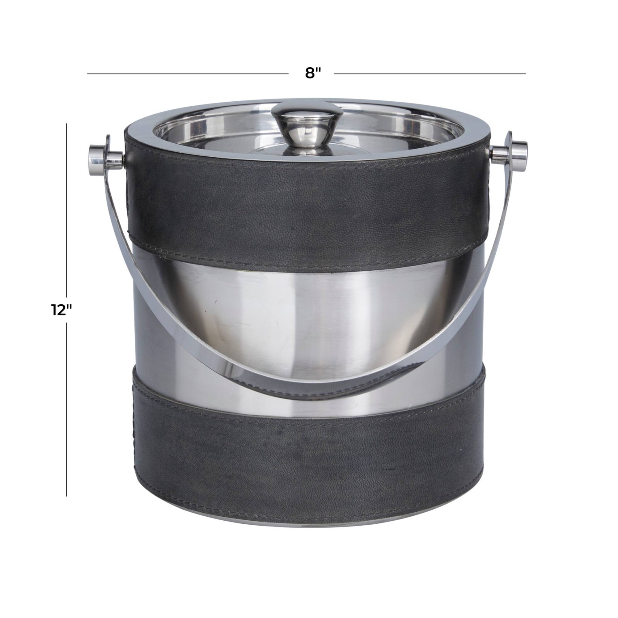 Grey Modern Ice Bucket, 8" x 7" x 12"